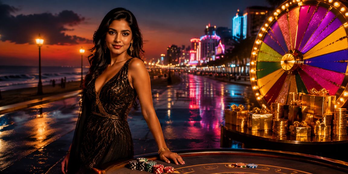 Roulette wheel with neon lights in Chennai casino