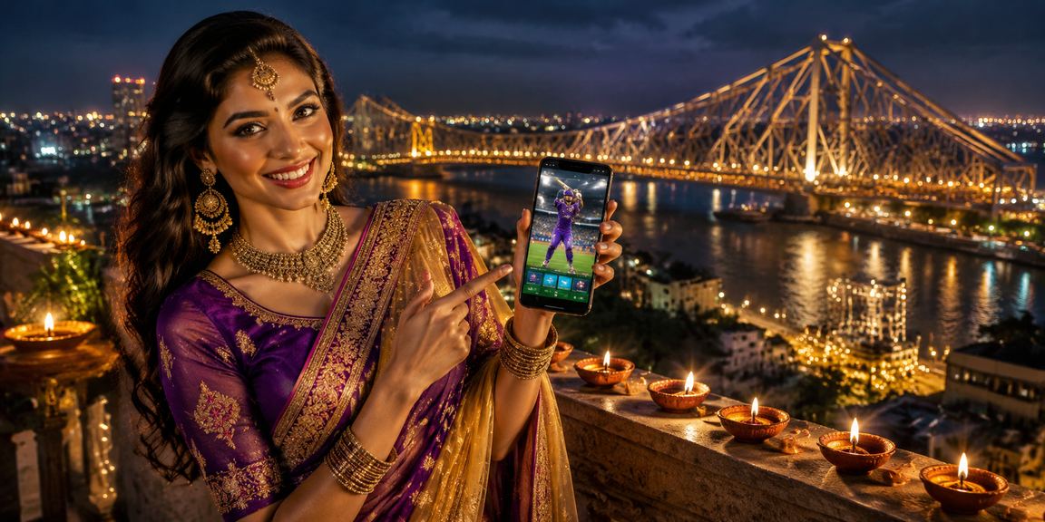 Crowded cricket betting scene during Diwali festival in Kolkata
